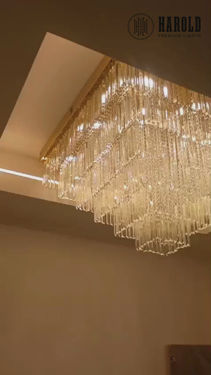 Logro Square Crystal Flush Mount Chandelier
