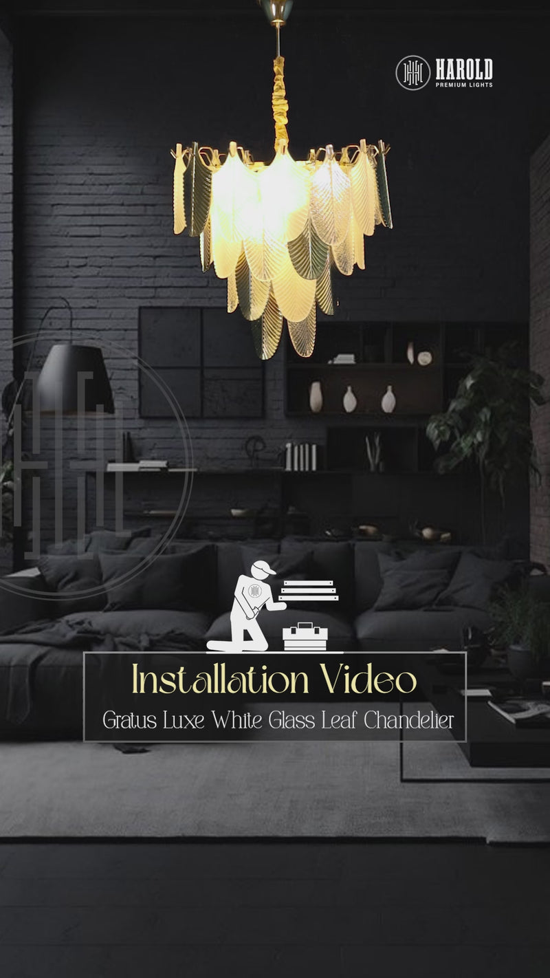 Gratus Luxe White Glass Leaf Chandelier