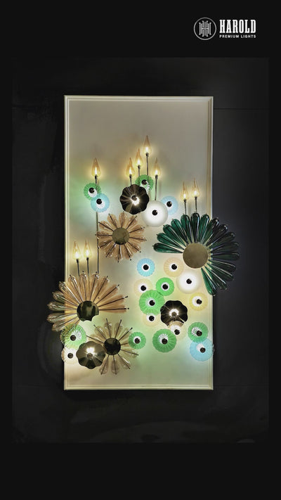 Glass Feather Wall Art Installation