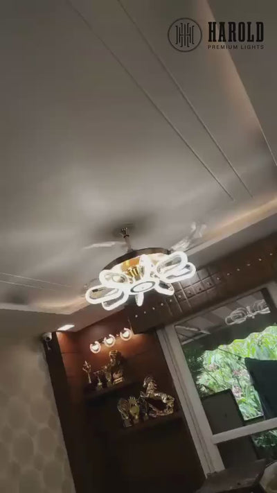 Crystal Wormhole Chandelier Ceiling Fan with Remote Control