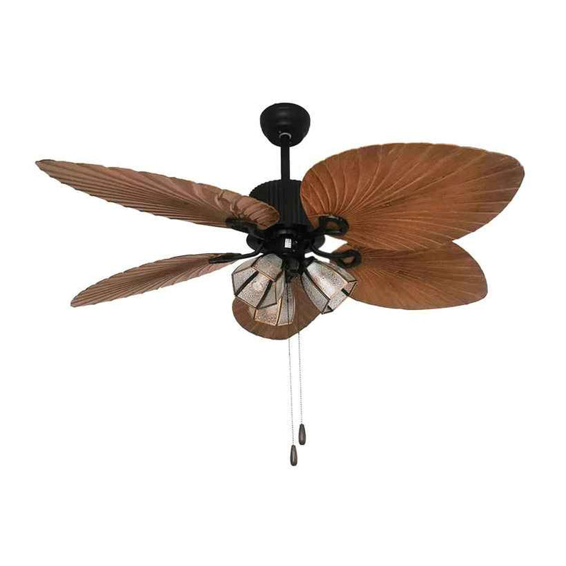 Palm Wave Wooden Ceiling Fan with Remote Control - 52" Blade Size