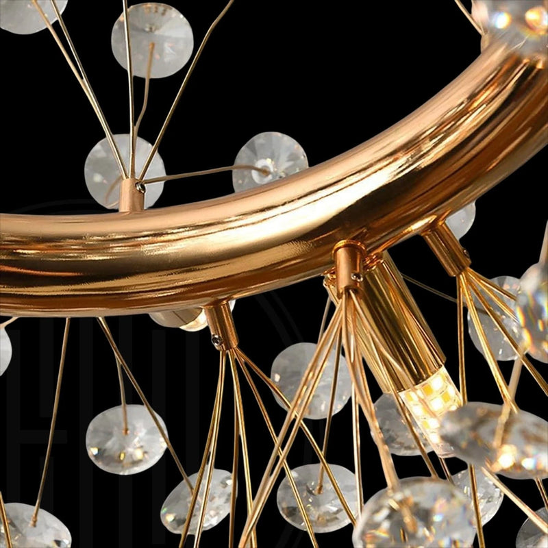 Golden Radiance Burst Round Chandelier