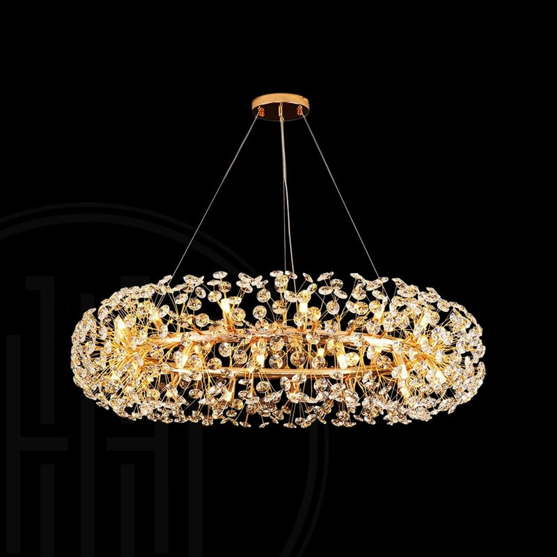 Golden Radiance Burst Round Chandelier