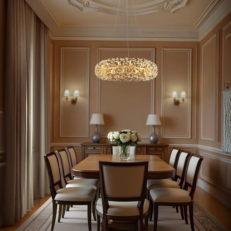 Golden Radiance Burst Round Chandelier