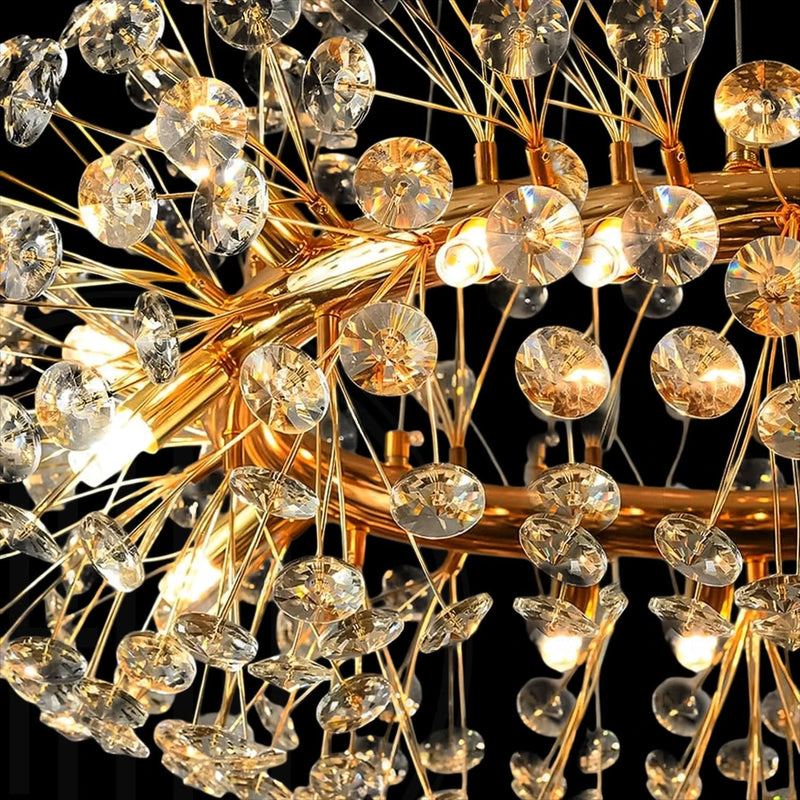 Golden Radiance Burst Round Chandelier