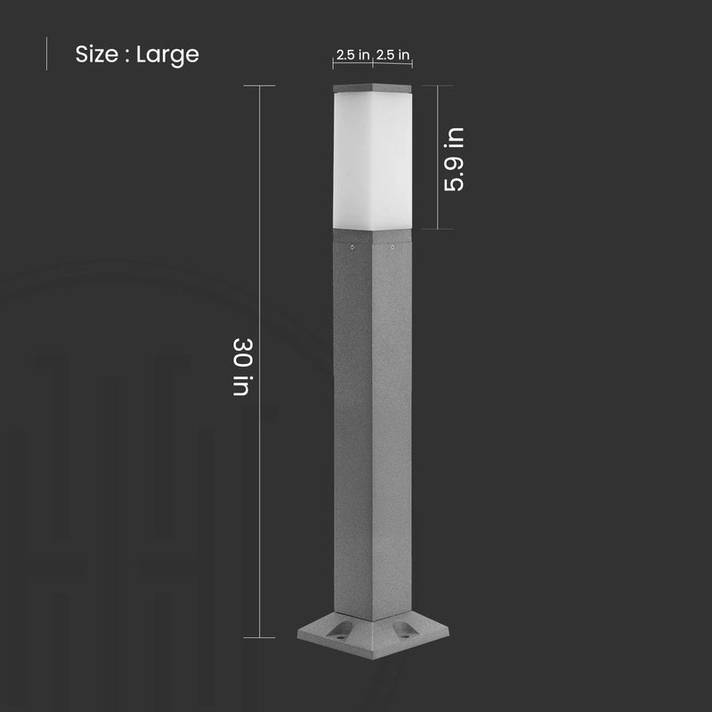 Frosted Cube Outdoor Bollard Light