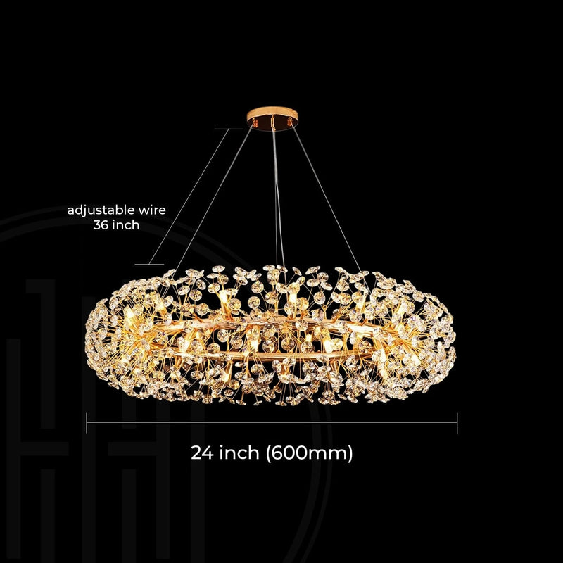 Golden Radiance Burst Round Chandelier