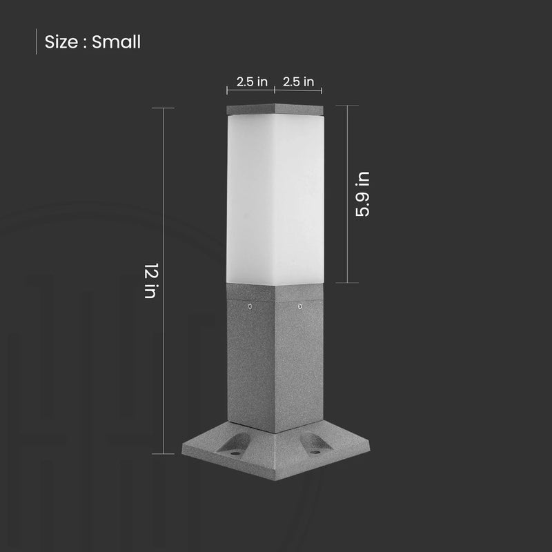 Frosted Cube Outdoor Bollard Light