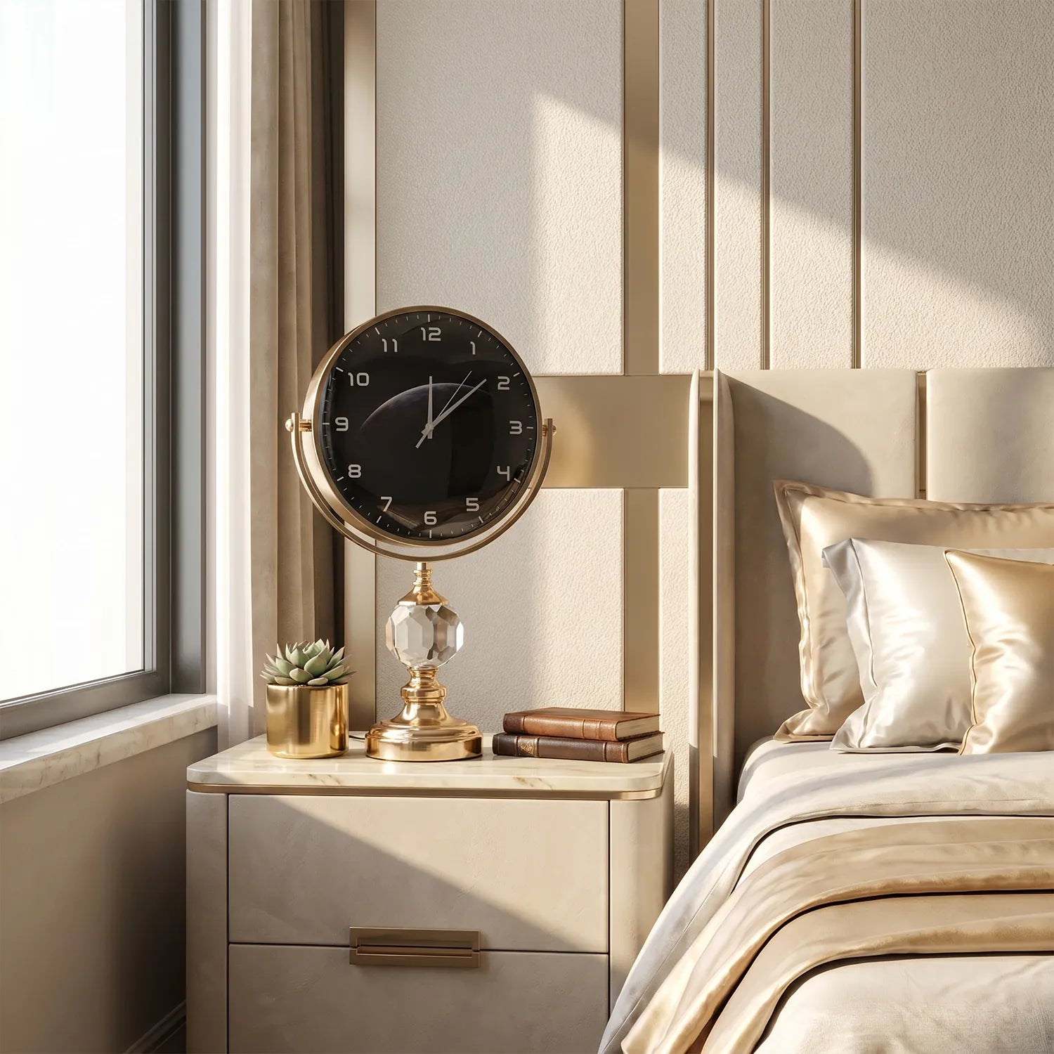 Cosmos Crystal Clock Table Lamp | Luxury LED Decorative Clock Lamp ...