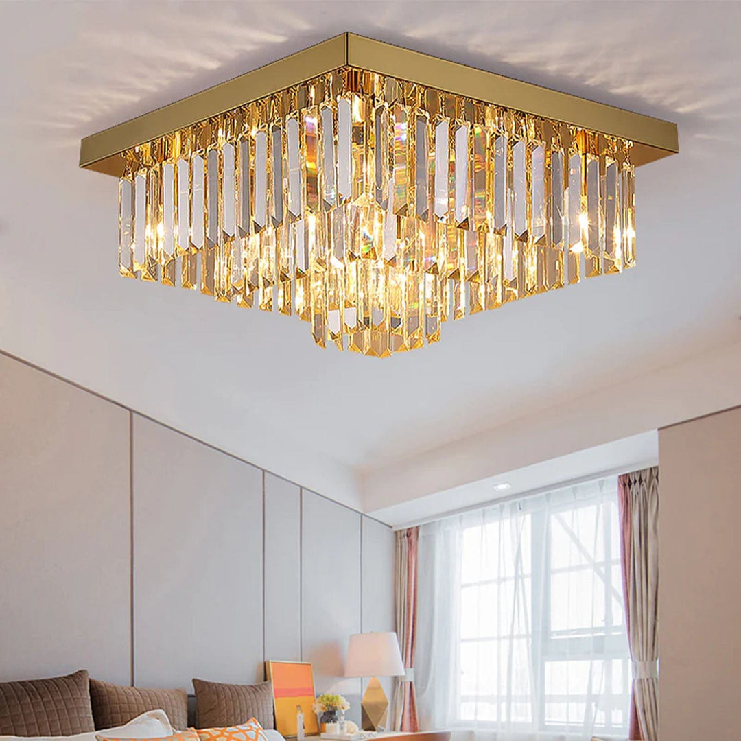 Logro Square Crystal Flush Mount Chandelier