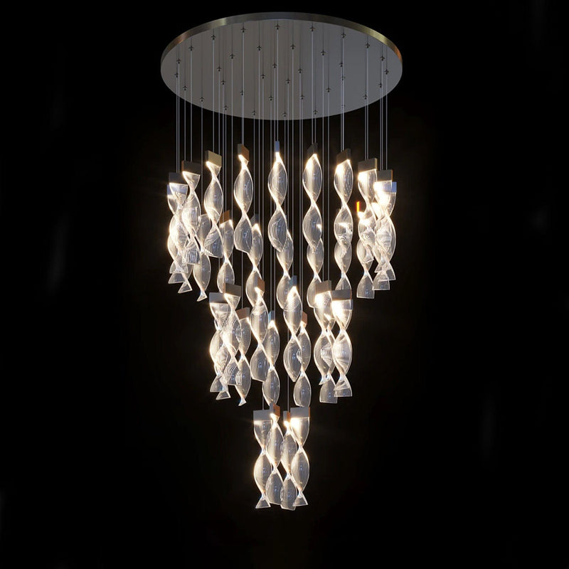 Swirl Helix duplex chandelier