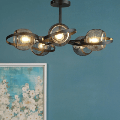 Rete Gold & Black Metal Chandelier