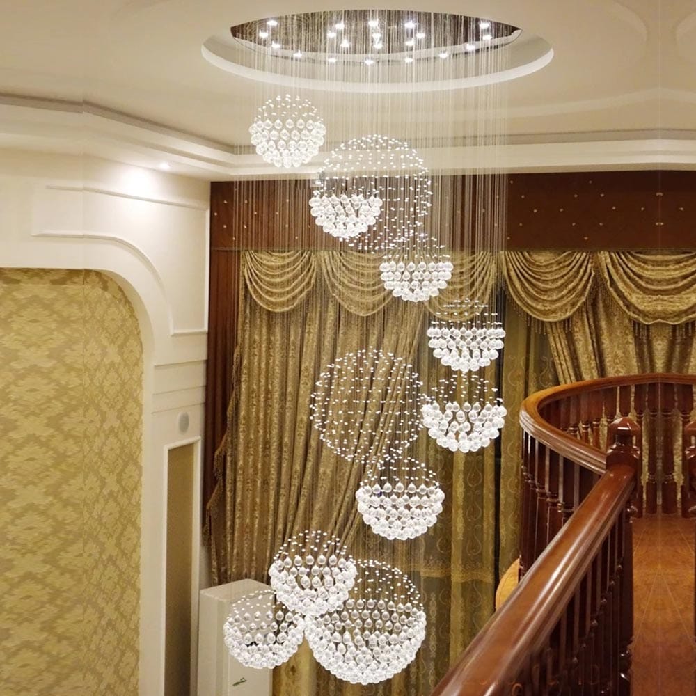 10S Staircase Long Crystal Chandelier