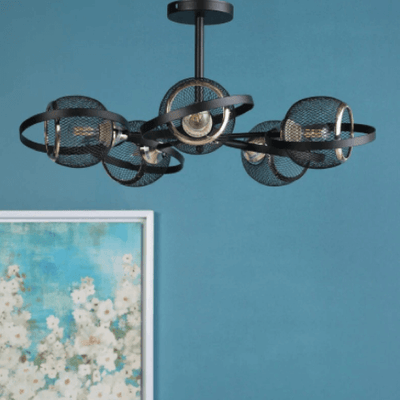 Rete Gold & Black Metal Chandelier