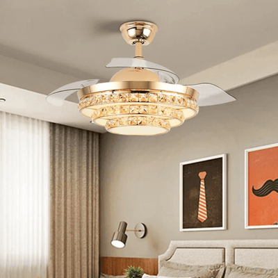 3 Layer Crystal Chandelier Ceiling Fan with Remote Control