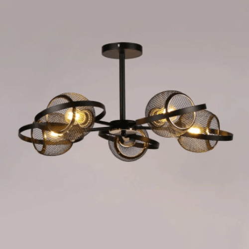 Rete Gold & Black Metal Chandelier