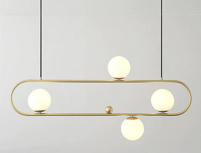 Oval Gold Metal Chandelier Hanging Light (4 Light)