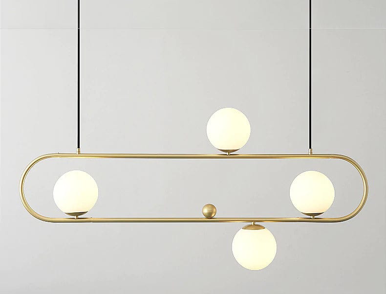 Oval Gold Metal Chandelier Hanging Light (4 Light)