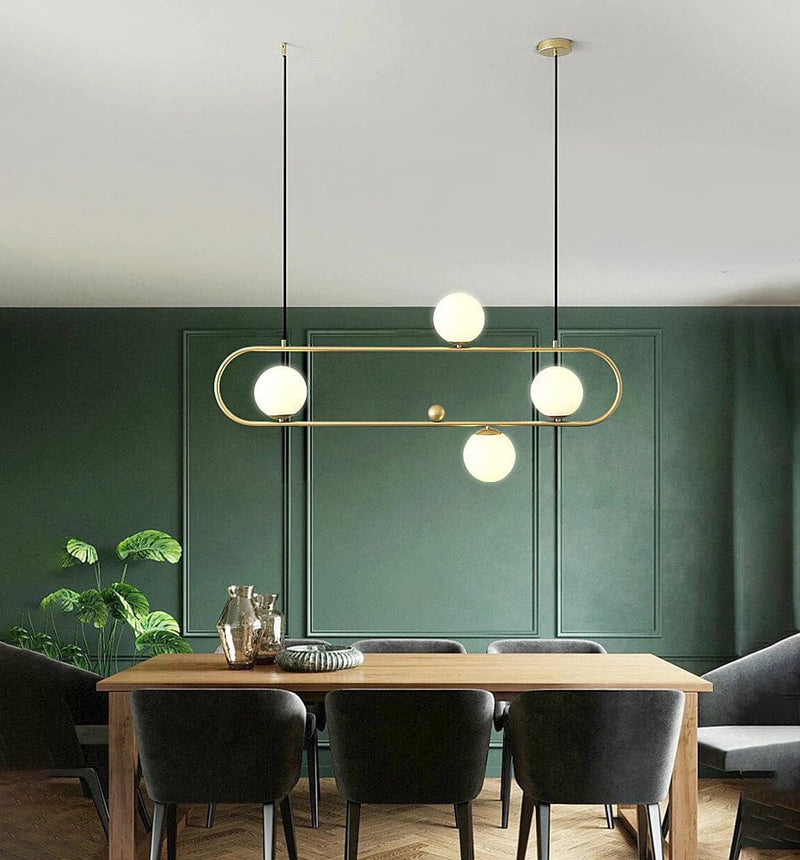 Oval Gold Metal Chandelier Hanging Light (4 Light)