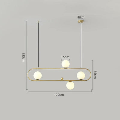 Oval Gold Metal Chandelier Hanging Light (4 Light)