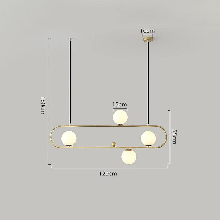 Oval Gold Metal Chandelier Hanging Light (4 Light)