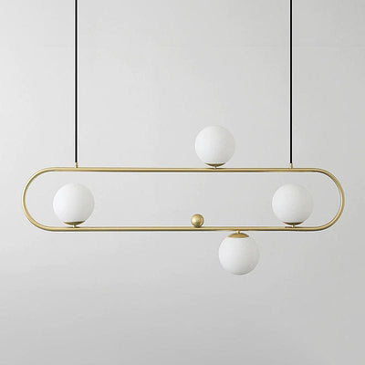 Oval Gold Metal Chandelier Hanging Light (4 Light)