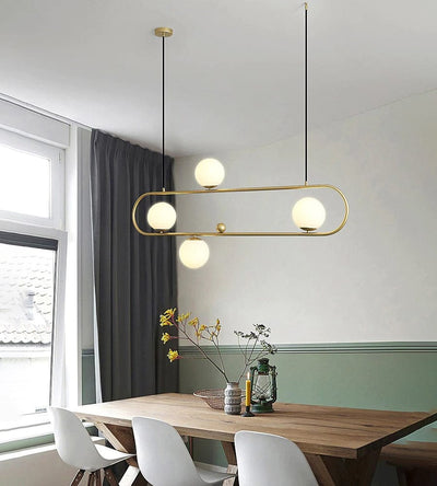 Oval Gold Metal Chandelier Hanging Light (4 Light)