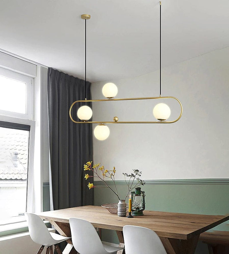 Oval Gold Metal Chandelier Hanging Light (4 Light)
