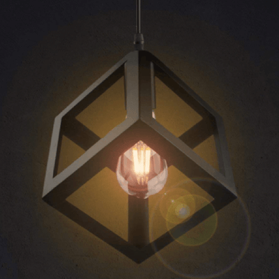 metal square cube hanging light 2