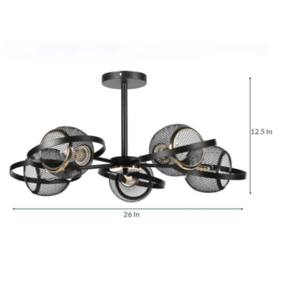 Rete Gold & Black Metal Chandelier