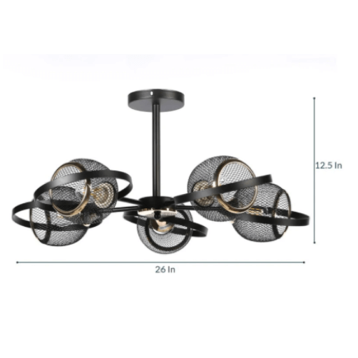 Rete Gold & Black Metal Chandelier