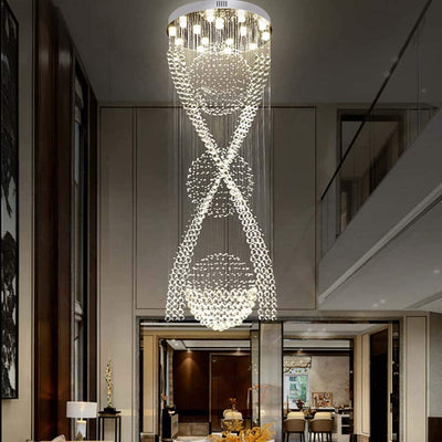 3S Spiral Staircase Long Crystal Chandelier