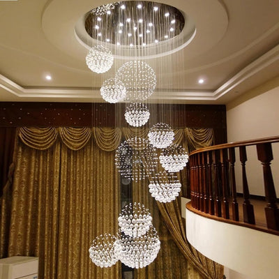 10S Staircase Long Crystal Chandelier