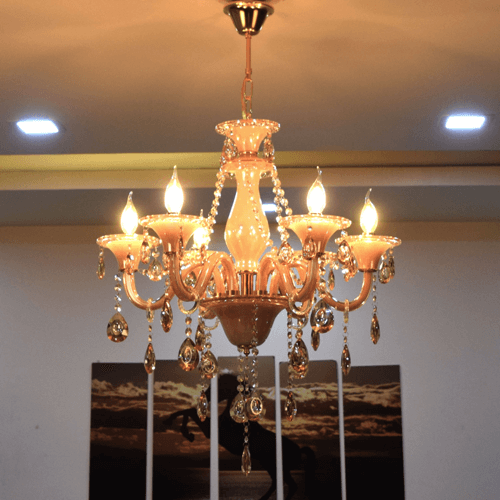 6 lights amber chandelier 2