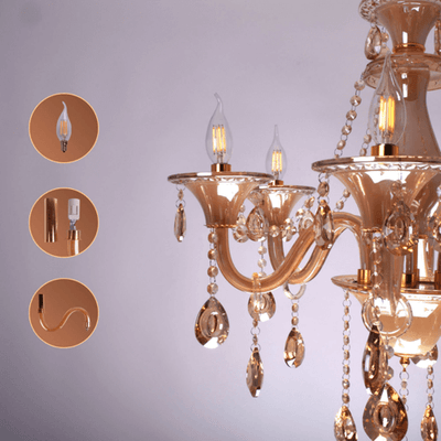 6 lights amber chandelier 6