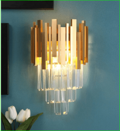Vide Gold Metal and Crystal Wall Light