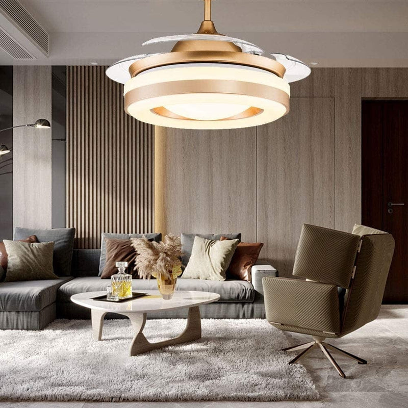 Golden Chandelier Ceiling Fan With Remote Control