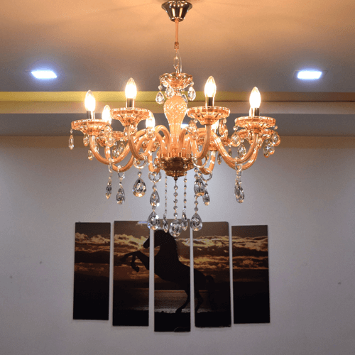 8 lights amber chandelier 2