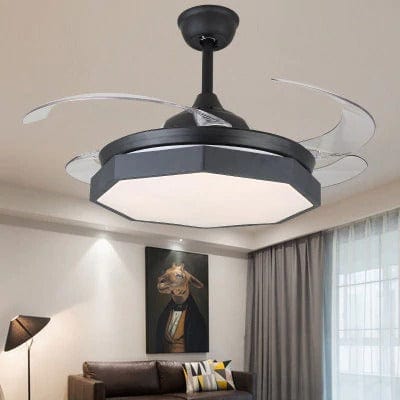 Black Hexa Chandelier Ceiling Fan with Remote Control