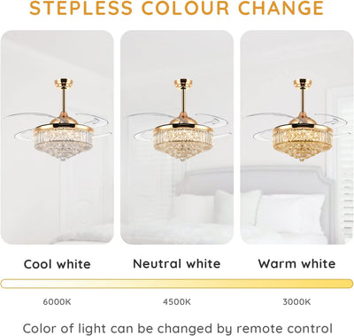 Crystal Chandelier Ceiling Fan with Remote Control