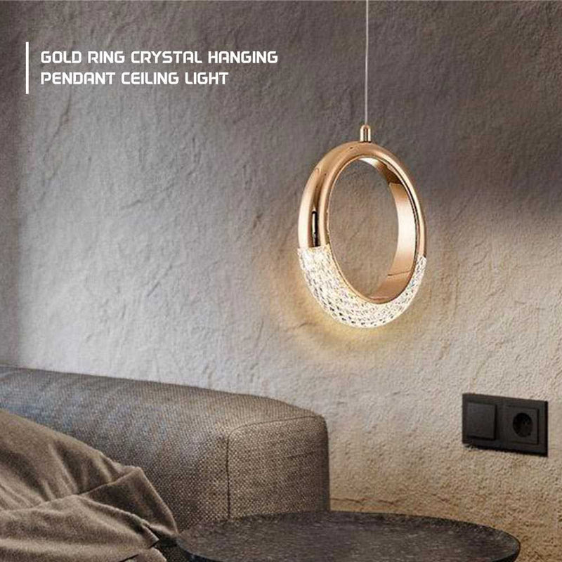 5 Light Golden Body Modern LED Ring Chandelier for Dining Living Room  Office Hanging Suspension Lamp