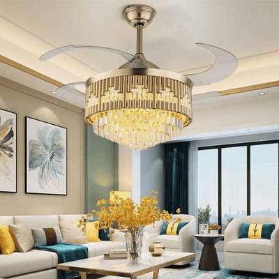 Luxuriosa Crystal Chandelier Ceiling Fan with Remote Control