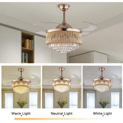 Luxuriosa Crystal Chandelier Ceiling Fan with Remote Control