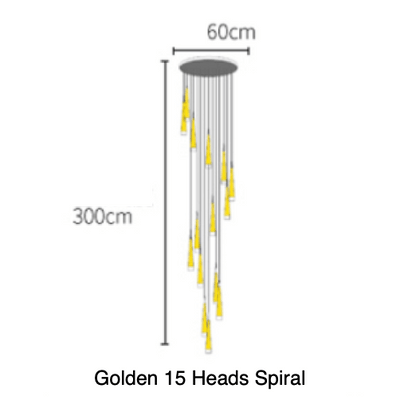 pluviam sense chandelier golden 15 heads spiral