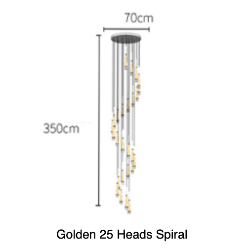 pluviam sense chandelier golden 25 heads spiral