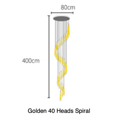 pluviam sense chandelier golden 40 heads spiral