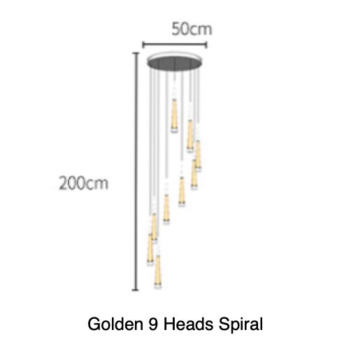 pluviam sense chandelier golden 9 heads spiral