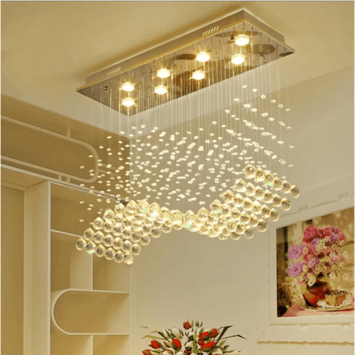 Rectangular Raindrop Wave Crystal Chandelier