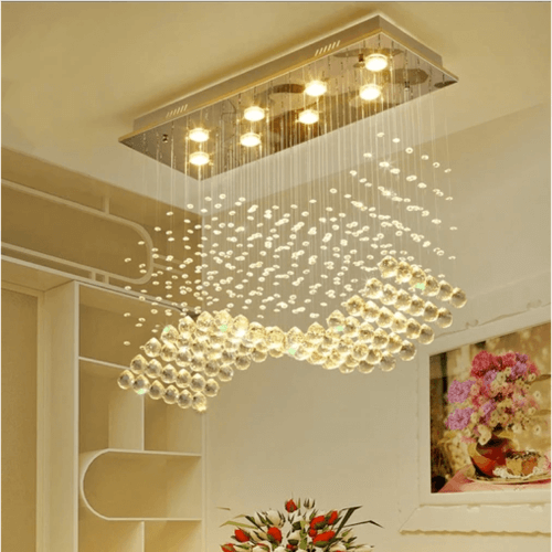 rectangular raindrop wave crystal chandelier 1