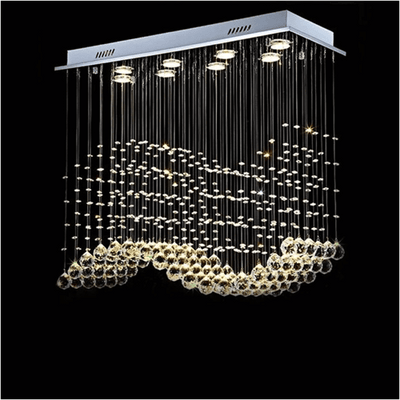 rectangular raindrop wave crystal chandelier 2